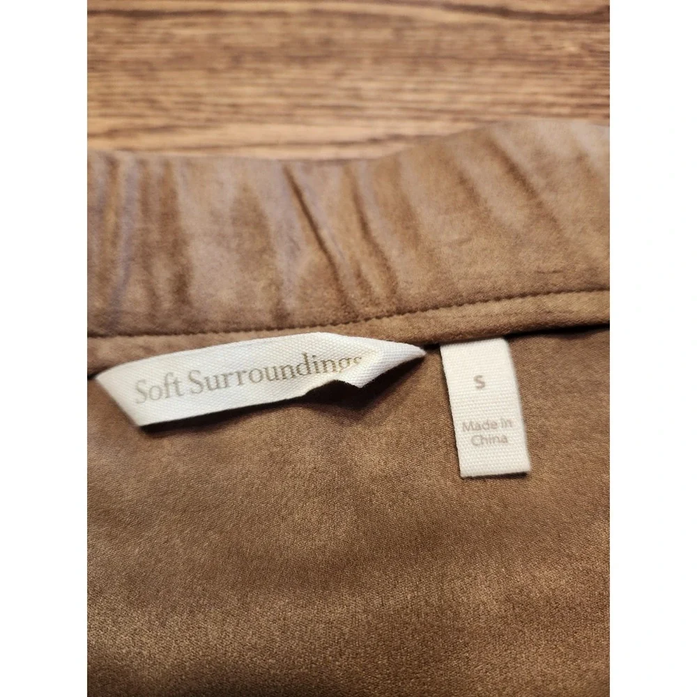 Soft Surroundings Inverness Faux Suede Midi‎ Skirt Saddle Brown Womens Small